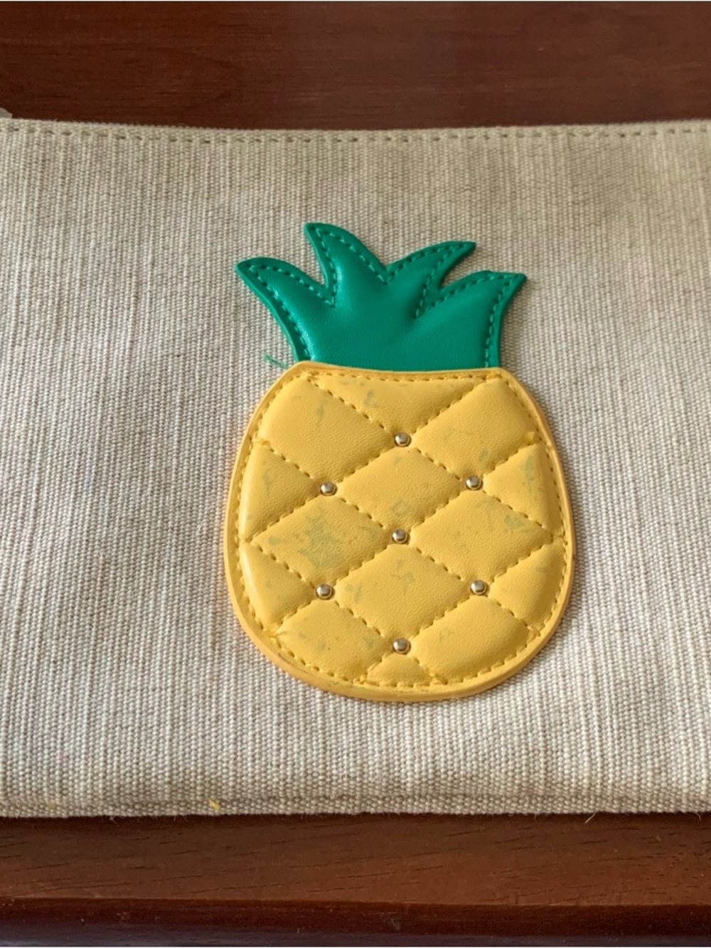 Quirky Pineapple Applique Canvas Clutch - Yellow & Green